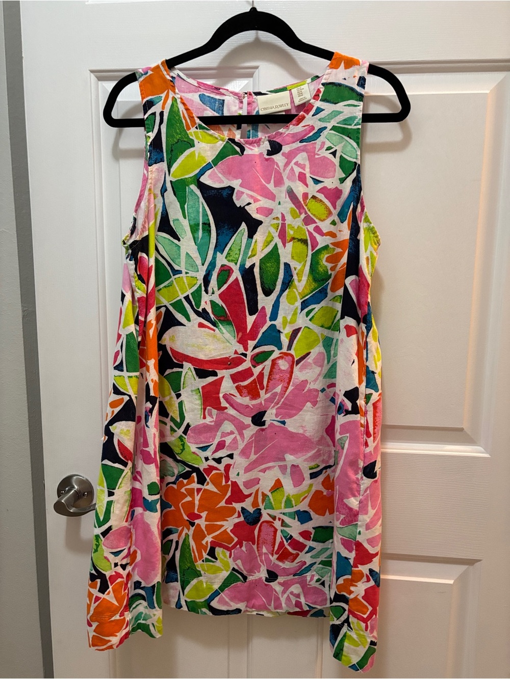 Cynthia Rowley Floral Sleeveless Linen Dress EUC Med